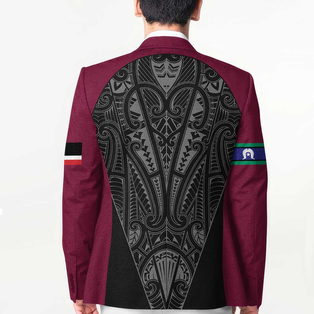 Queensland Maori Rugby Nga Hau e Wha Blazer Maroon Motif - Polynesian Pride