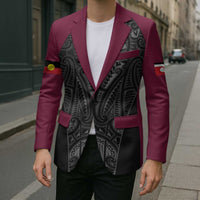 Queensland Maori Rugby Nga Hau e Wha Blazer Maroon Motif - Polynesian Pride
