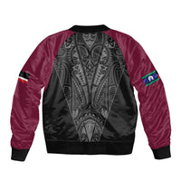 Queensland Maori Rugby Nga Hau e Wha Bomber Jacket Maroon Motif