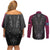 Queensland Maori Rugby Nga Hau e Wha Couples Matching Off Shoulder Short Dress and Long Sleeve Button Shirt Maroon Motif