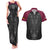 Queensland Maori Rugby Nga Hau e Wha Couples Matching Tank Maxi Dress and Hawaiian Shirt Maroon Motif