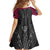 Queensland Maori Rugby Nga Hau e Wha Family Matching Off The Shoulder Long Sleeve Dress and Hawaiian Shirt Maroon Motif