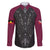 Queensland Maori Rugby Nga Hau e Wha Family Matching Off The Shoulder Long Sleeve Dress and Hawaiian Shirt Maroon Motif