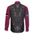 Queensland Maori Rugby Nga Hau e Wha Family Matching Off The Shoulder Long Sleeve Dress and Hawaiian Shirt Maroon Motif