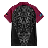 Queensland Maori Rugby Nga Hau e Wha Family Matching Short Sleeve Bodycon Dress and Hawaiian Shirt Maroon Motif