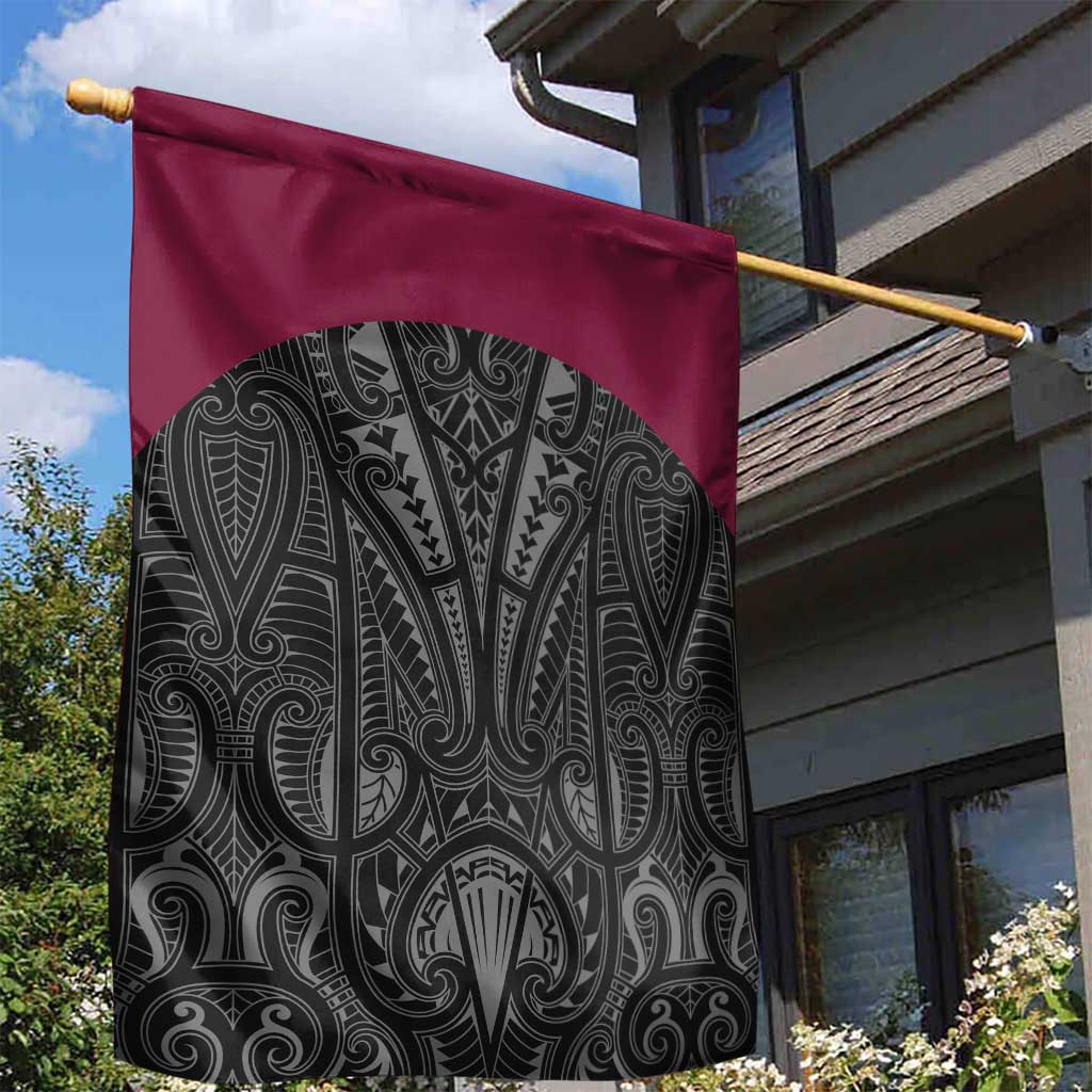 Queensland Maori Rugby Nga Hau e Wha Garden Flag Maroon Motif