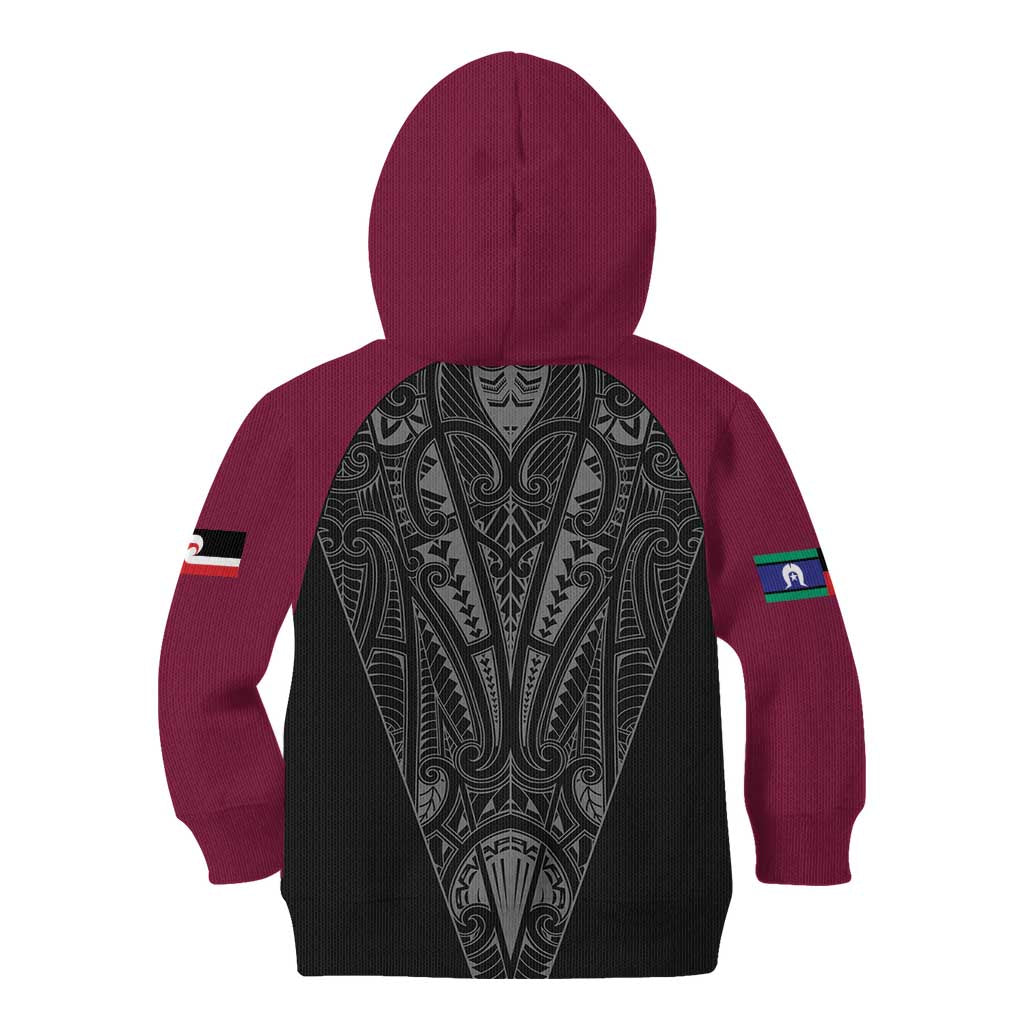 Queensland Maori Rugby Nga Hau e Wha Kid Hoodie Maroon Motif