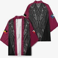 Queensland Maori Rugby Nga Hau e Wha Kimono Maroon Motif - Polynesian Pride