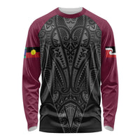Queensland Maori Rugby Nga Hau e Wha Long Sleeve Shirt Maroon Motif