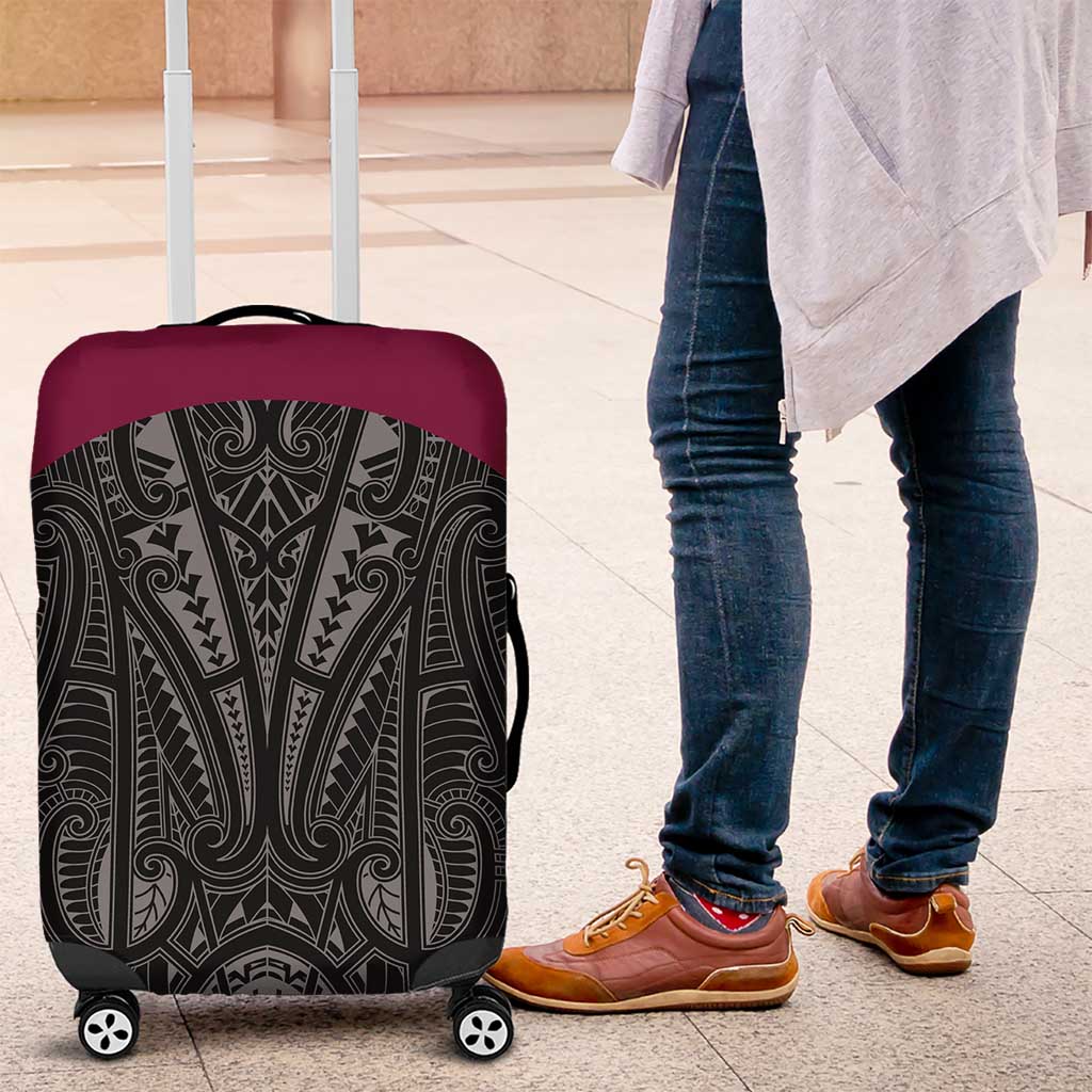 Queensland Maori Rugby Nga Hau e Wha Luggage Cover Maroon Motif