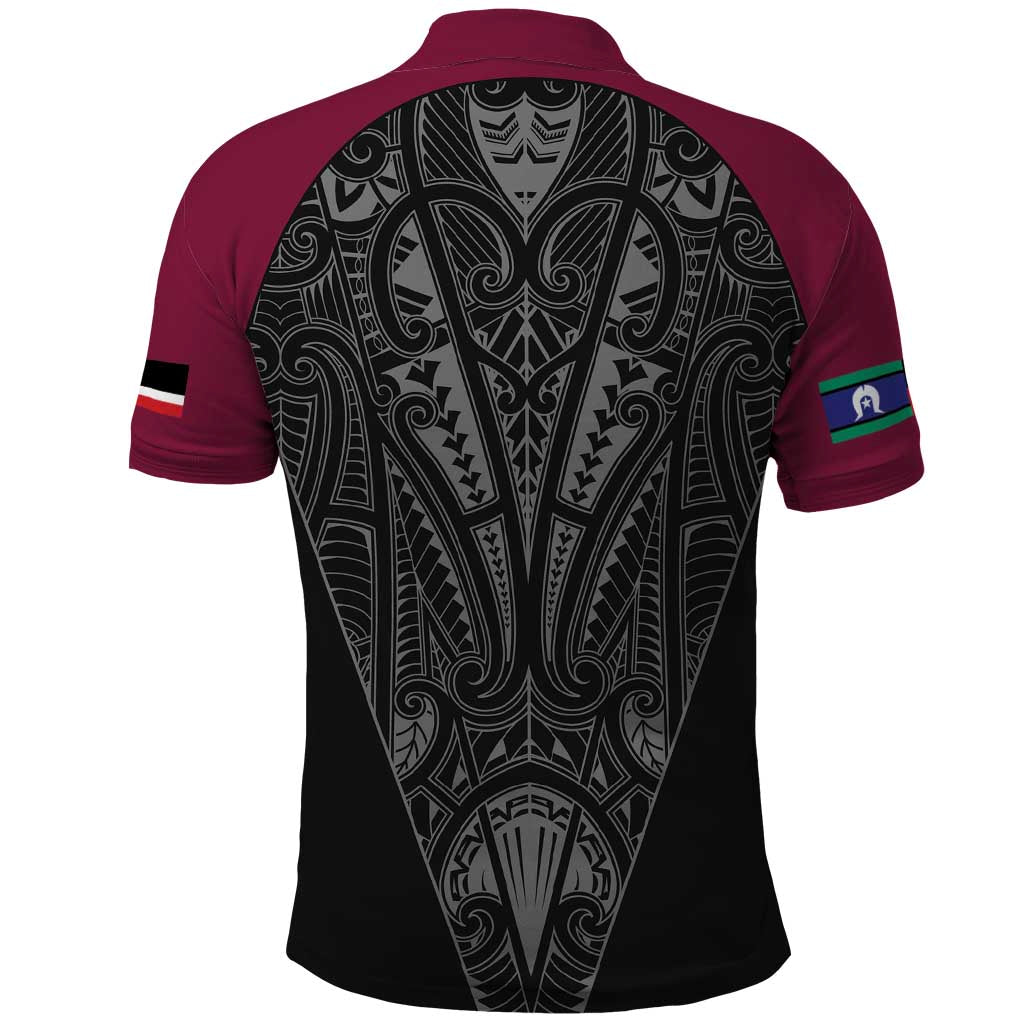 Queensland Maori Rugby Nga Hau e Wha Polo Shirt Maroon Motif