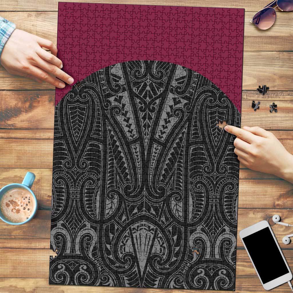 Queensland Maori Rugby Nga Hau e Wha Puzzle Maroon Motif - Polynesian Pride