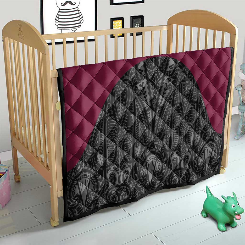 Queensland Maori Rugby Nga Hau e Wha Quilt Maroon Motif