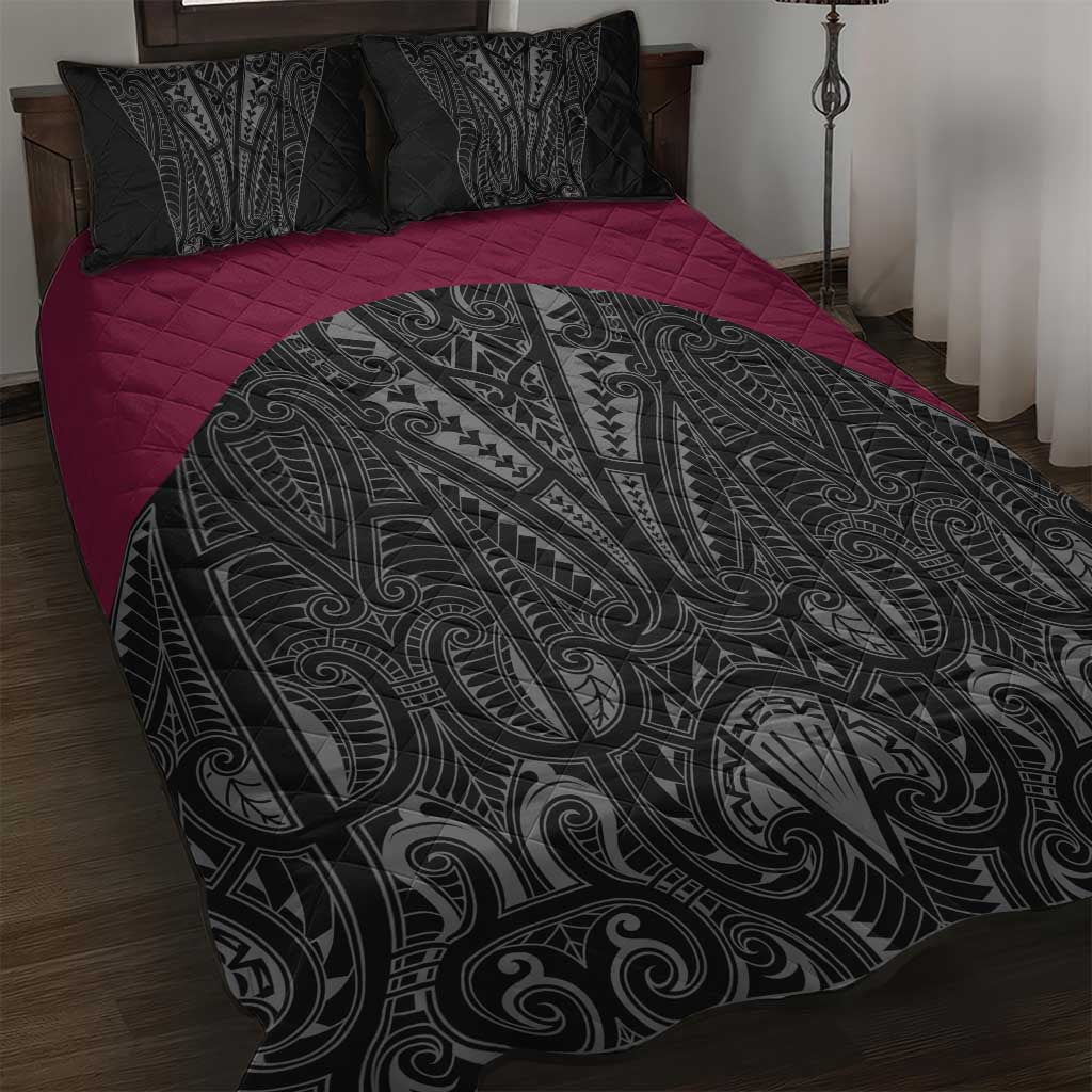Queensland Maori Rugby Nga Hau e Wha Quilt Bed Set Maroon Motif