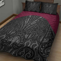 Queensland Maori Rugby Nga Hau e Wha Quilt Bed Set Maroon Motif