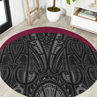 Queensland Maori Rugby Nga Hau e Wha Round Carpet Maroon Motif