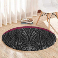 Queensland Maori Rugby Nga Hau e Wha Round Carpet Maroon Motif