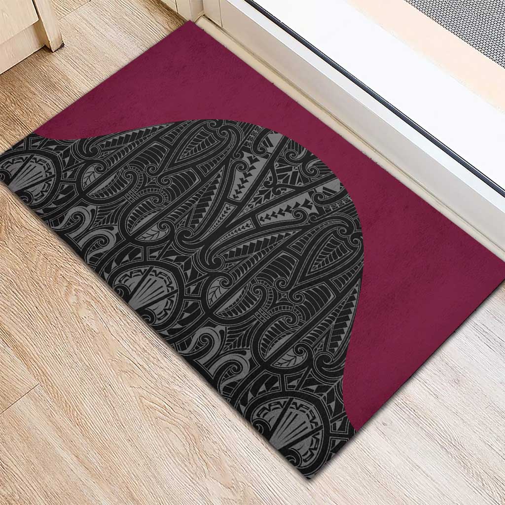Queensland Maori Rugby Nga Hau e Wha Rubber Doormat Maroon Motif