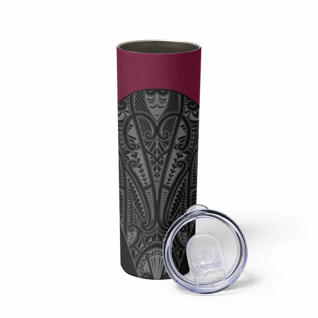 Queensland Maori Rugby Nga Hau e Wha Skinny Tumbler Maroon Motif
