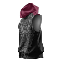 Queensland Maori Rugby Nga Hau e Wha Sleeveless Hoodie Maroon Motif - Polynesian Pride