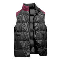 Queensland Maori Rugby Nga Hau e Wha Sleeveless Puffer Jacket Maroon Motif - Polynesian Pride