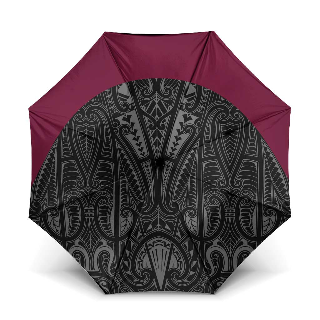 Queensland Maori Rugby Nga Hau e Wha Umbrella Maroon Motif - Polynesian Pride