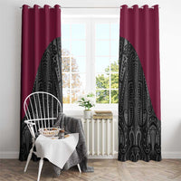 Queensland Maori Rugby Nga Hau e Wha Window Curtain Maroon Motif