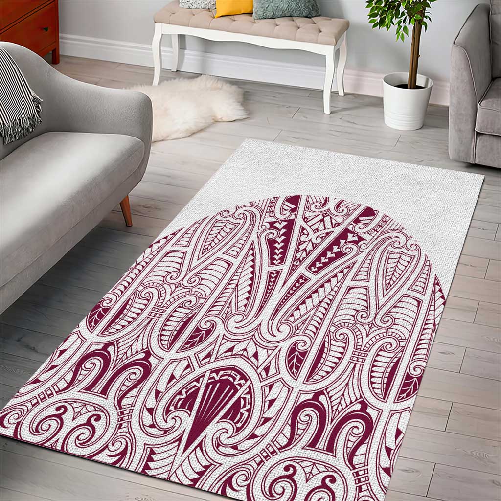 Queensland Maori Rugby Nga Hau e Wha Area Rug White Motif