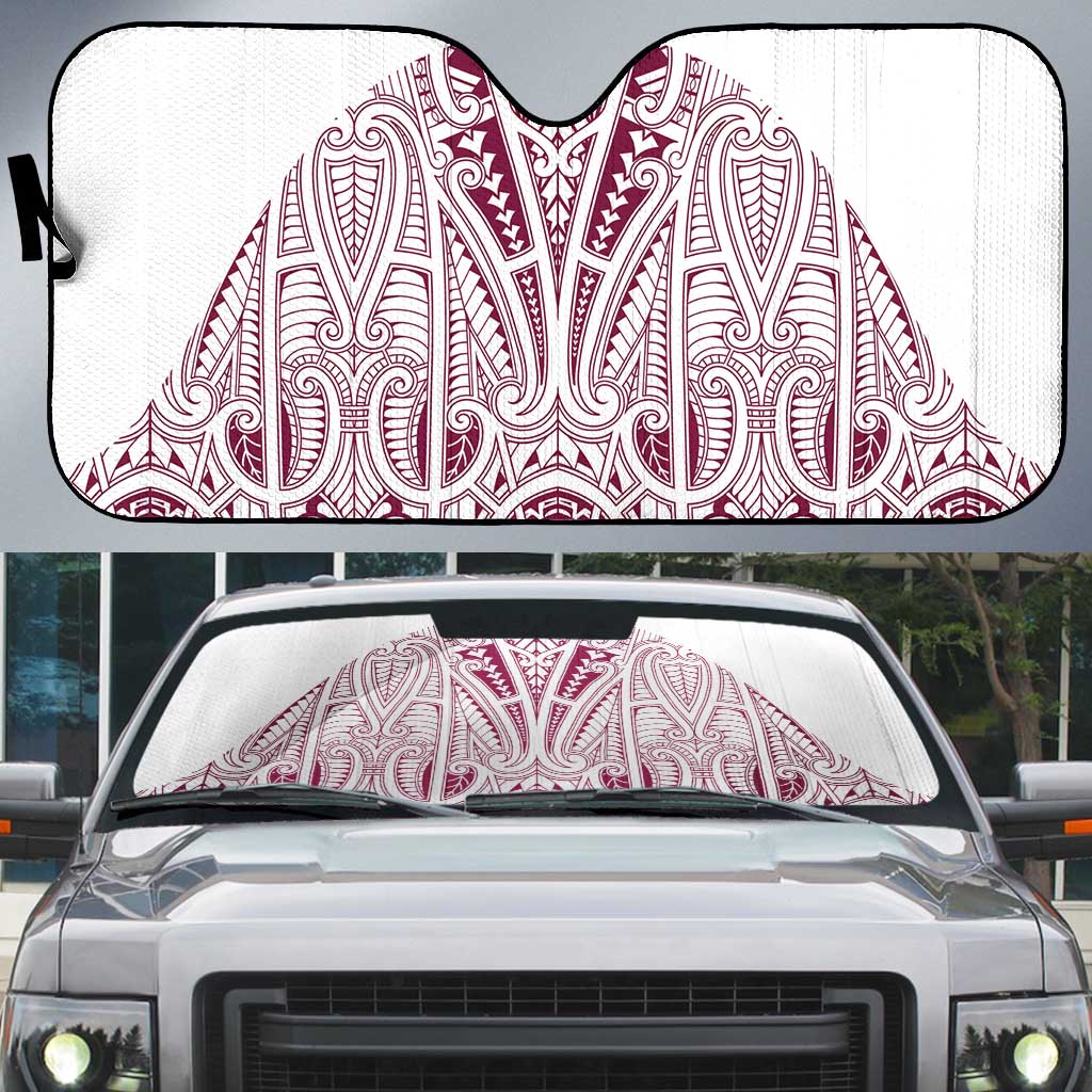 Queensland Maori Rugby Nga Hau e Wha Auto Sun Shade White Motif - Polynesian Pride