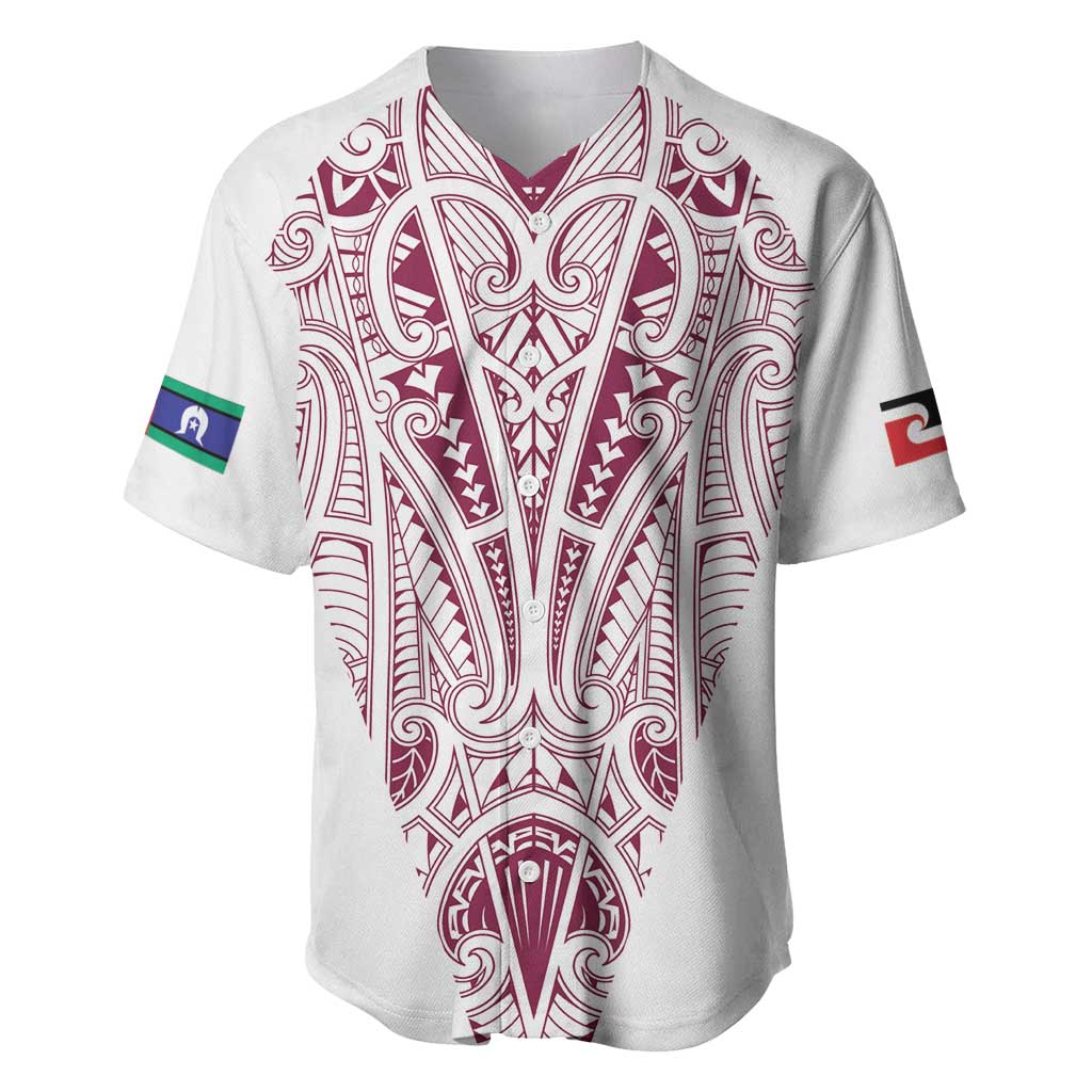 Queensland Maori Rugby Nga Hau e Wha Baseball Jersey White Motif