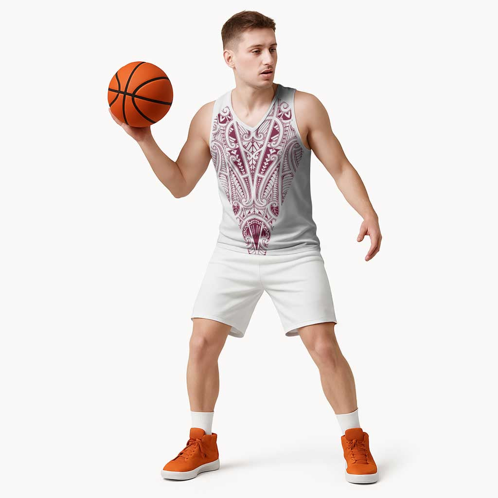 Queensland Maori Rugby Nga Hau e Wha Basketball Jersey White Motif - Polynesian Pride