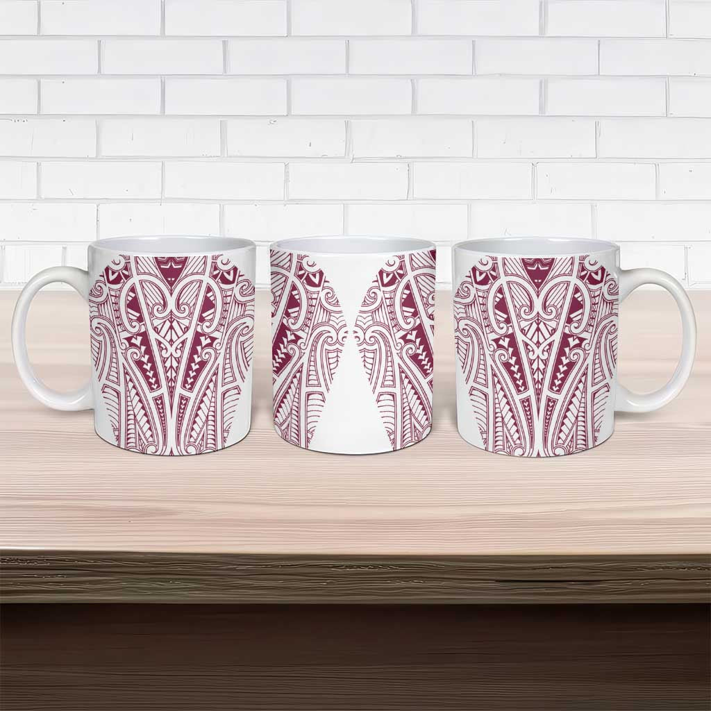 Queensland Maori Rugby Nga Hau e Wha Ceramic Mug White Motif - Polynesian Pride