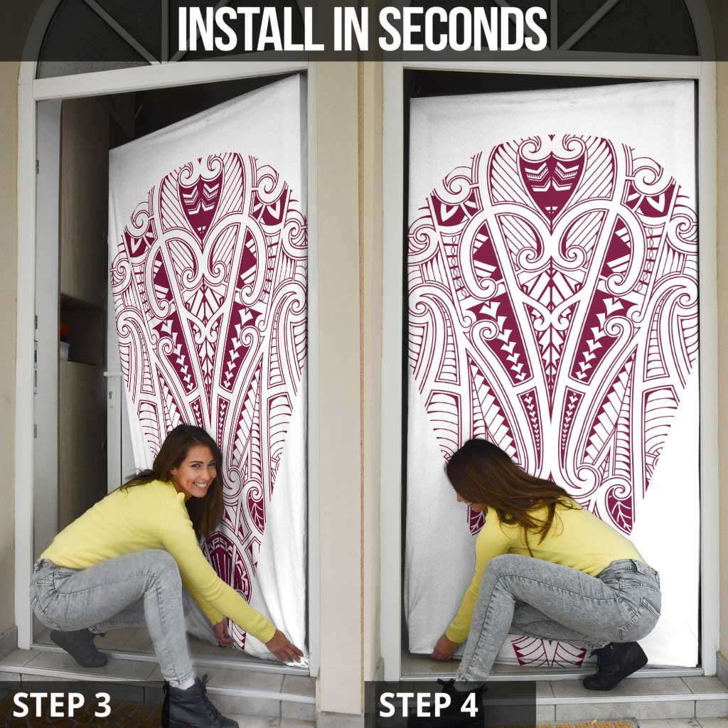 Queensland Maori Rugby Nga Hau e Wha Door Cover White Motif - Polynesian Pride