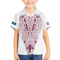 Queensland Maori Rugby Nga Hau e Wha Family Matching Off The Shoulder Long Sleeve Dress and Hawaiian Shirt White Motif