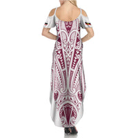 Queensland Maori Rugby Nga Hau e Wha Family Matching Summer Maxi Dress and Hawaiian Shirt White Motif