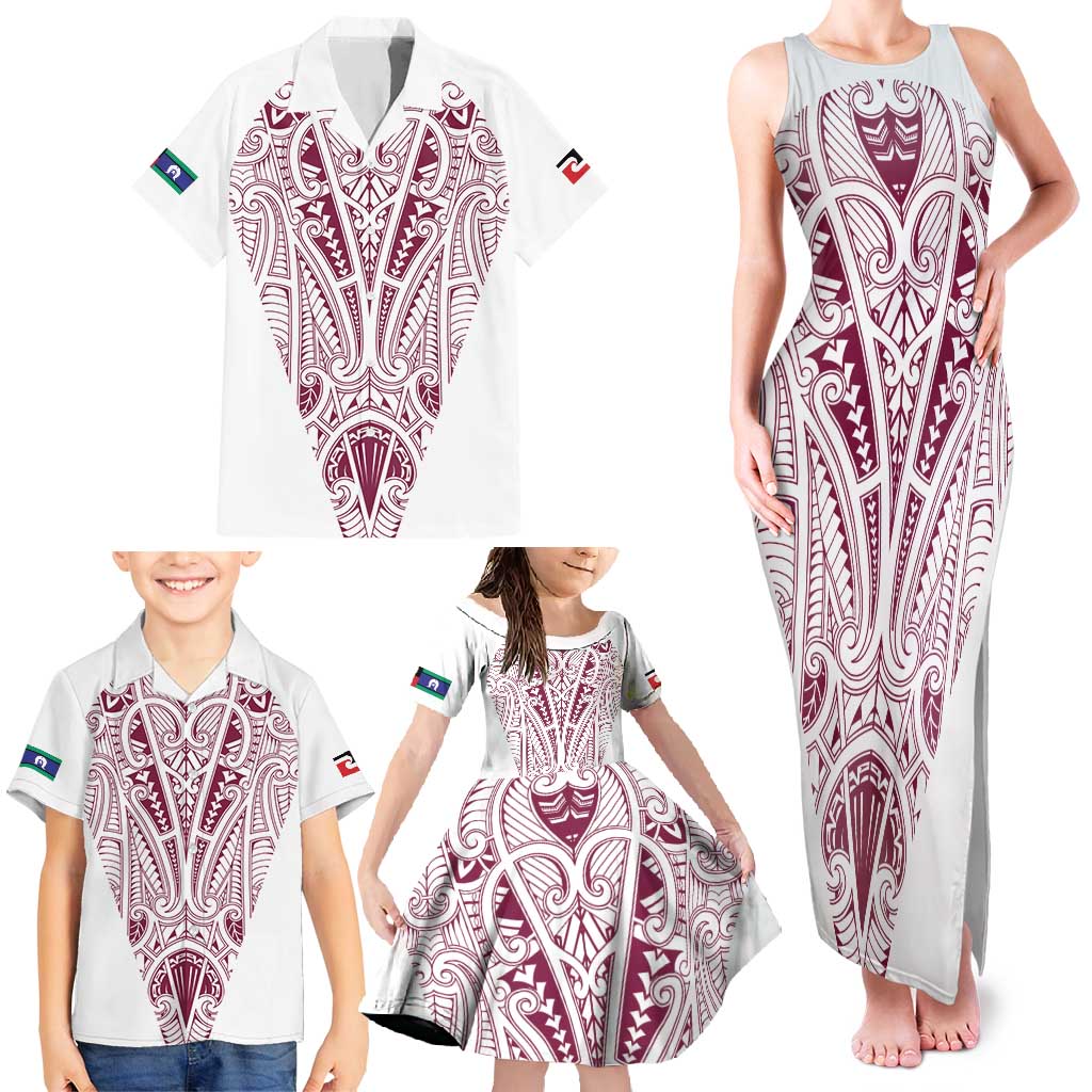 Queensland Maori Rugby Nga Hau e Wha Family Matching Tank Maxi Dress and Hawaiian Shirt White Motif