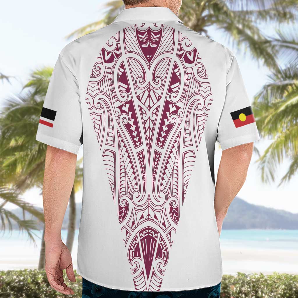 Queensland Maori Rugby Nga Hau e Wha Hawaiian Shirt White Motif