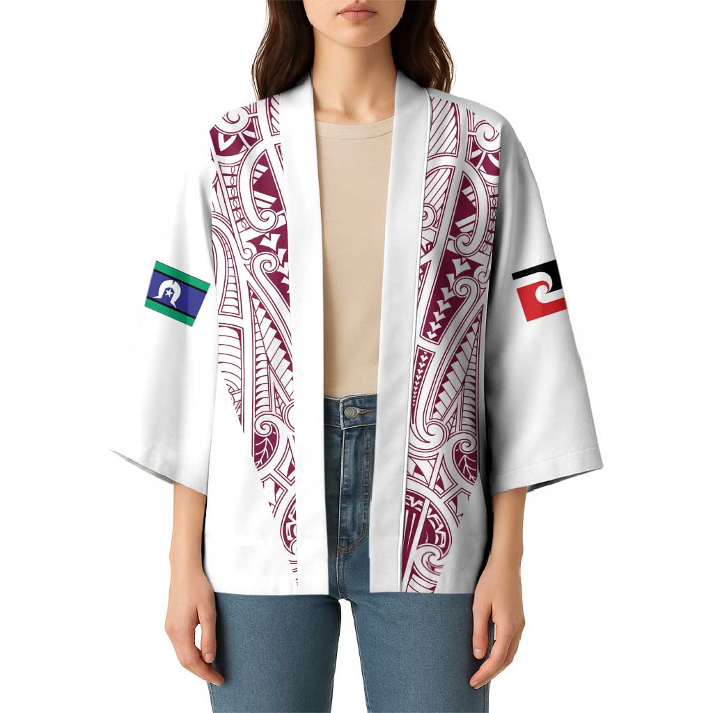 Queensland Maori Rugby Nga Hau e Wha Kimono White Motif - Polynesian Pride