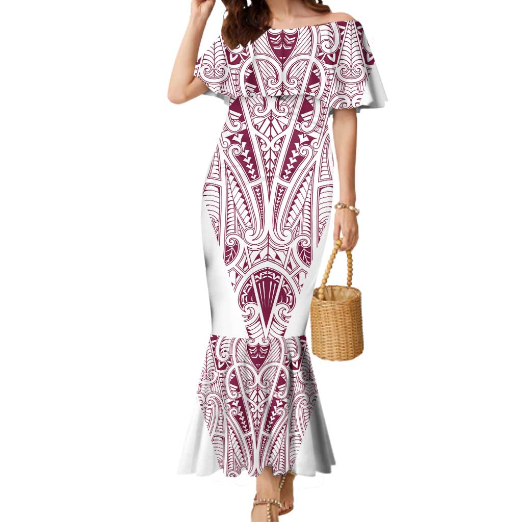 Queensland Maori Rugby Nga Hau e Wha Mermaid Dress White Motif