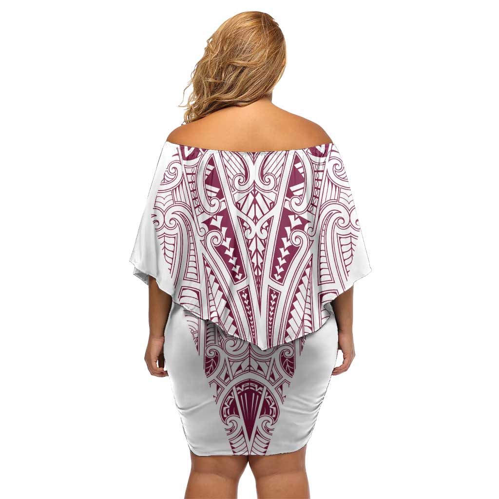 Queensland Maori Rugby Nga Hau e Wha Off Shoulder Short Dress White Motif