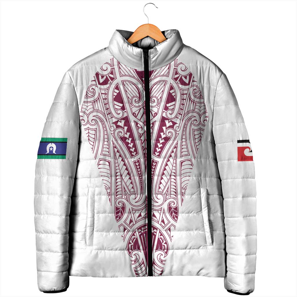 Queensland Maori Rugby Nga Hau e Wha Padded Jacket White Motif - Polynesian Pride