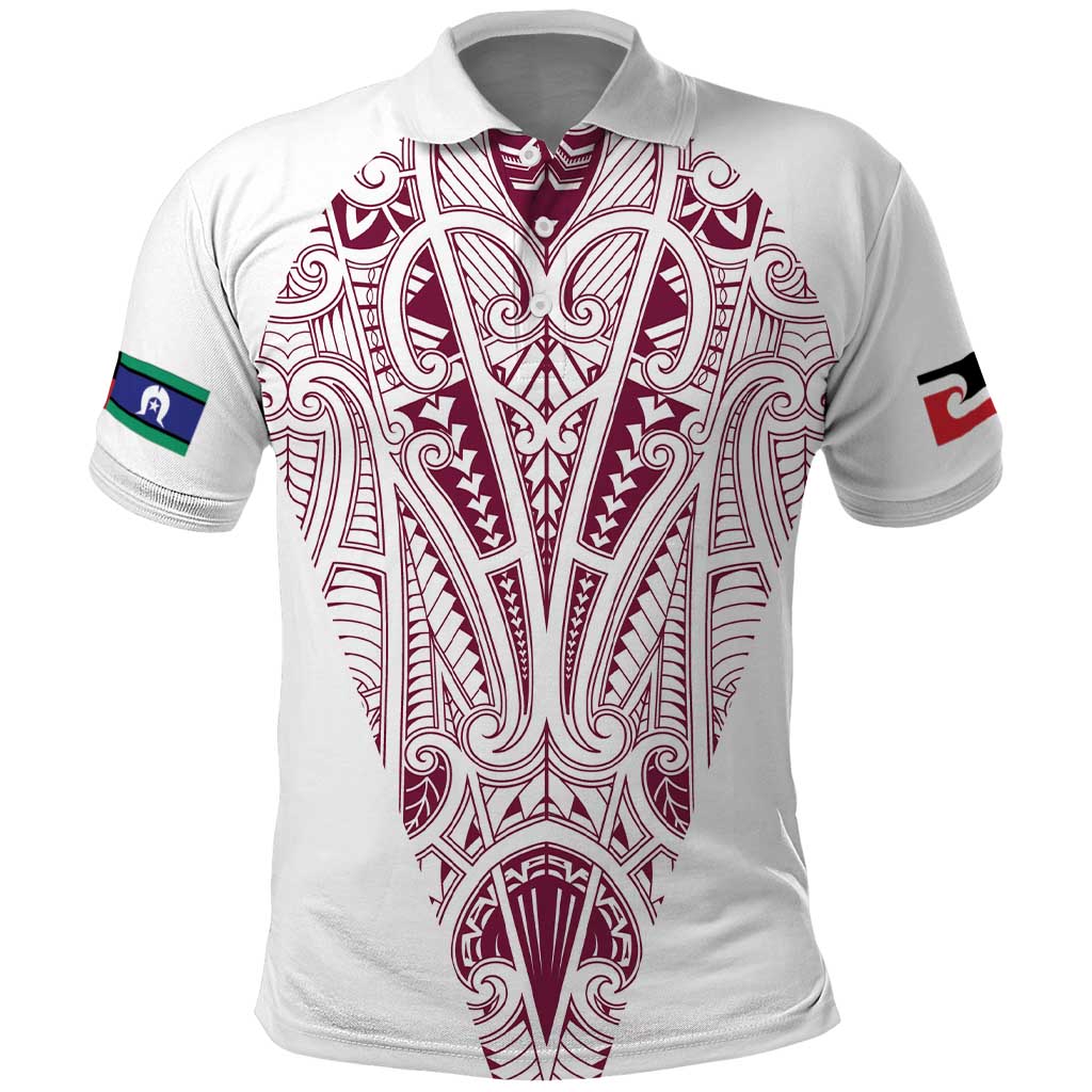 Queensland Maori Rugby Nga Hau e Wha Polo Shirt White Motif