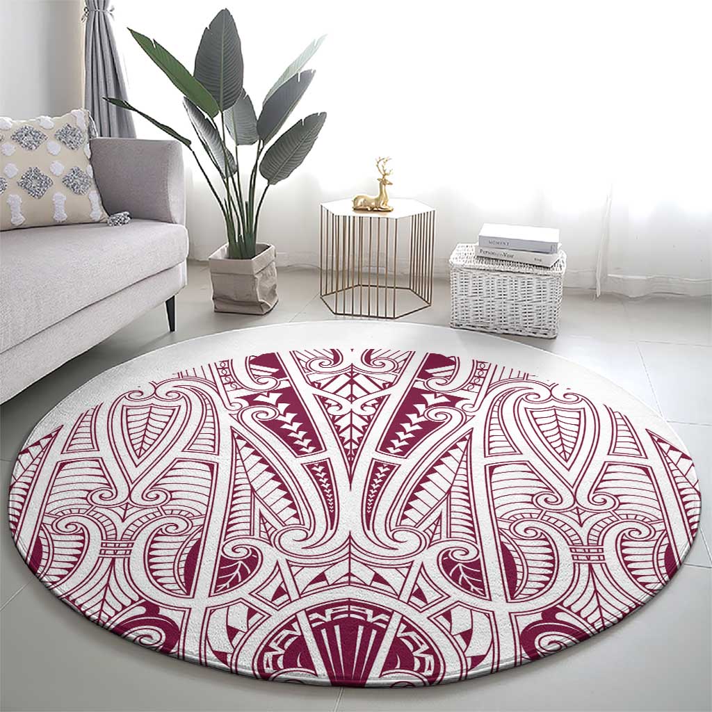 Queensland Maori Rugby Nga Hau e Wha Round Carpet White Motif