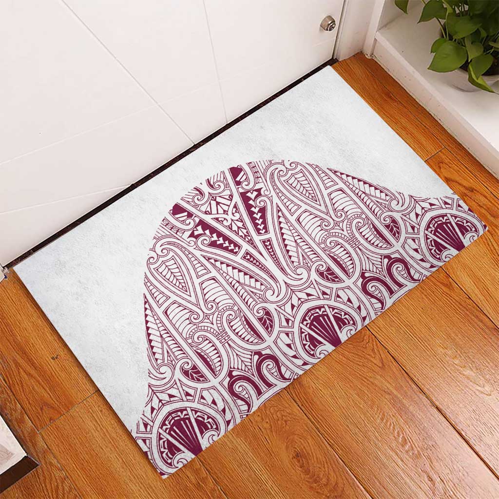 Queensland Maori Rugby Nga Hau e Wha Rubber Doormat White Motif