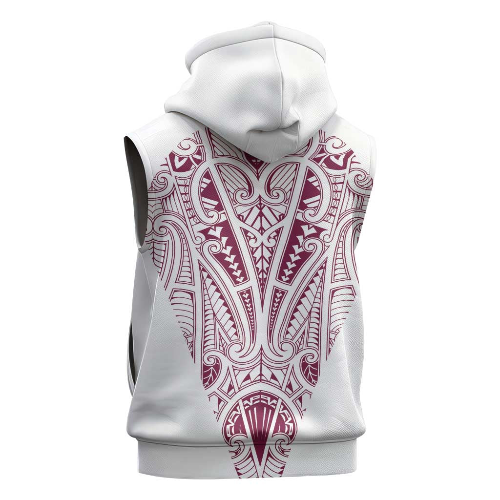 Queensland Maori Rugby Nga Hau e Wha Sleeveless Hoodie White Motif - Polynesian Pride
