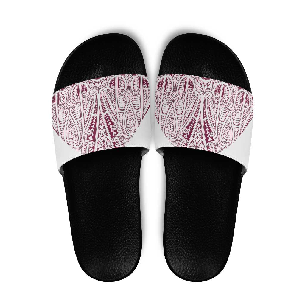 Queensland Maori Rugby Nga Hau e Wha Slide Sandals White Motif - Polynesian Pride