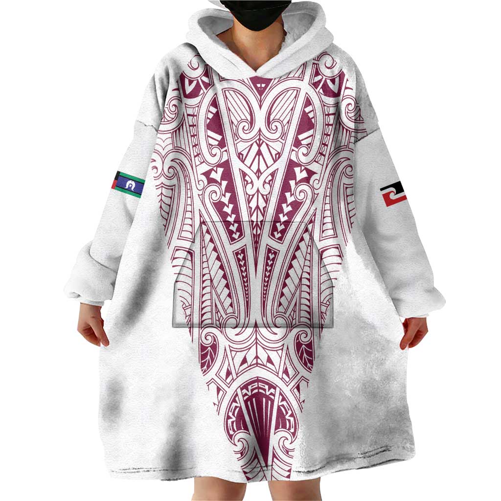 Queensland Maori Rugby Nga Hau e Wha Wearable Blanket Hoodie White Motif