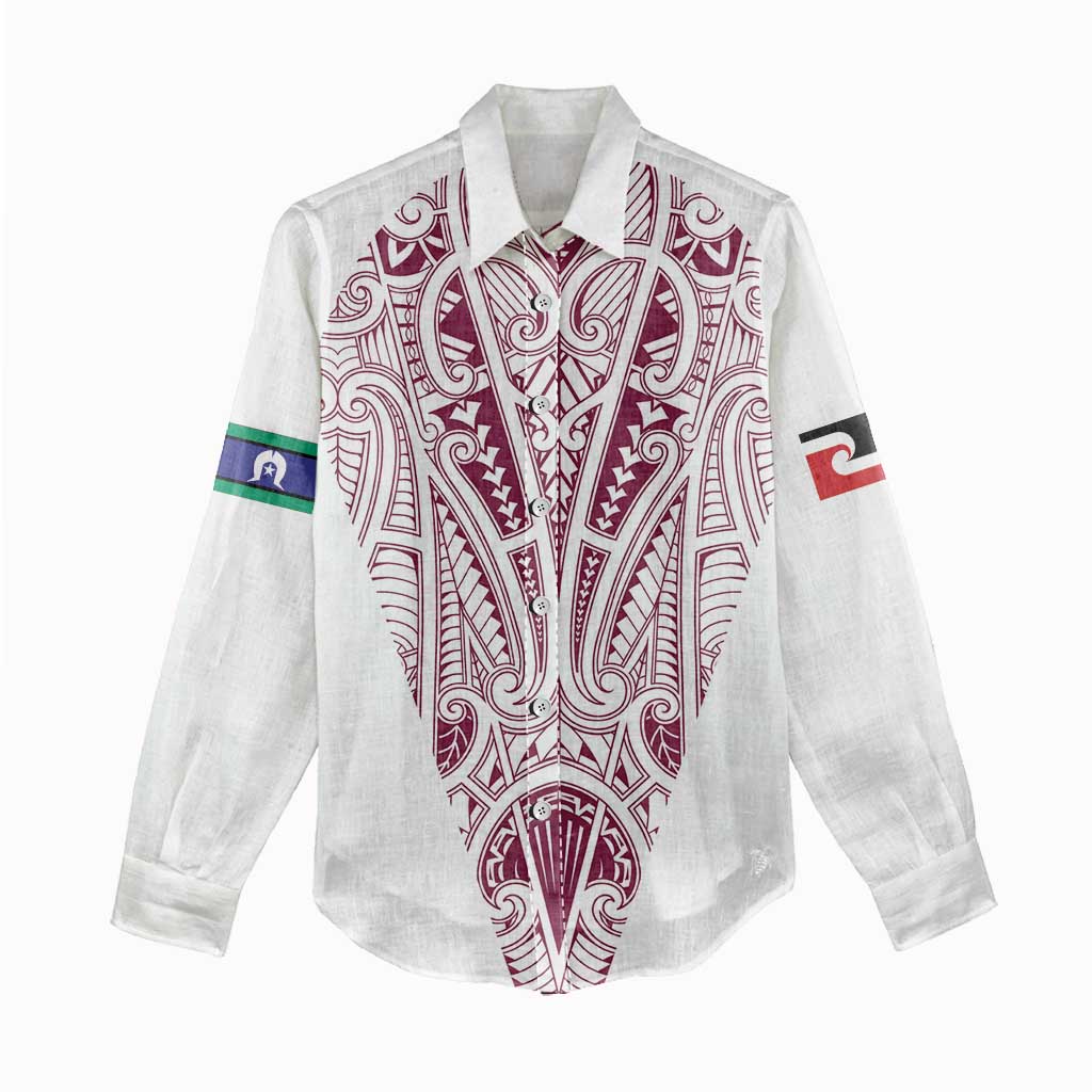 Queensland Maori Rugby Nga Hau e Wha Women Casual Shirt White Motif