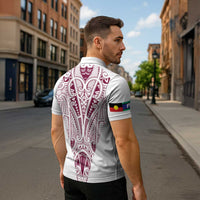 Queensland Maori Rugby Nga Hau e Wha Zipper Polo Shirt White Motif - Polynesian Pride