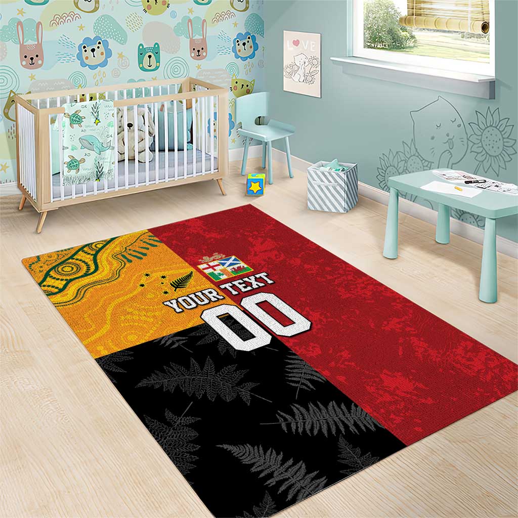 Custom British Lions-AUNZ Area Rug Australia-New Zealand Indigenous Motif